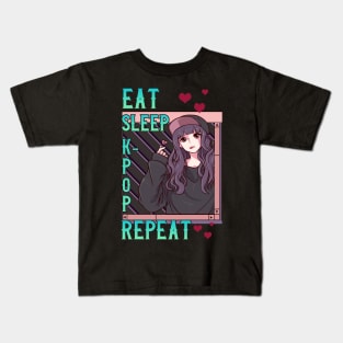 Cute Eat Sleep K-Pop Repeat Korean Music Kpop Girl Kids T-Shirt